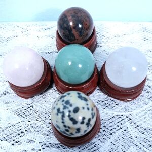 Crystal Spheres Stones Rose Quartz Aventurine Dalmatian Jasper Mahogany Obsidian